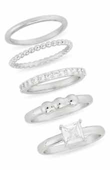 NORDSTROM RACK Set of 5 Cubic Zirconia Stackable Rings