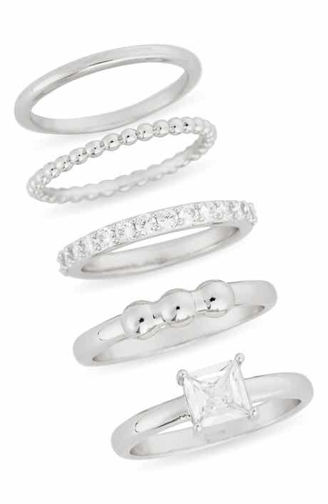 NORDSTROM RACK Set of 5 Cubic Zirconia Stackable Rings
