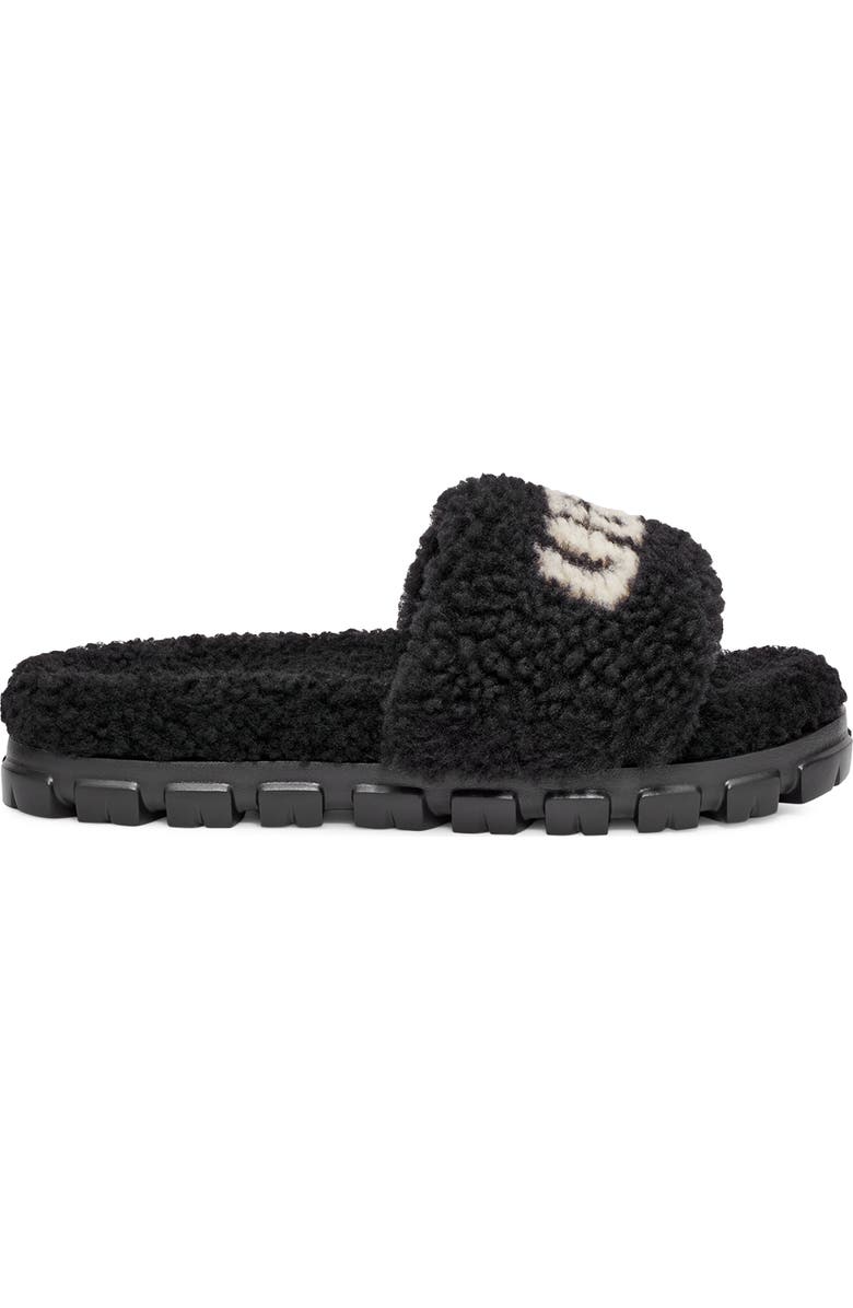 UGG<sup>®</sup> Cozetta Graphic Curly Genuine Shearling Lined Slide Sandal, Alternate, color,