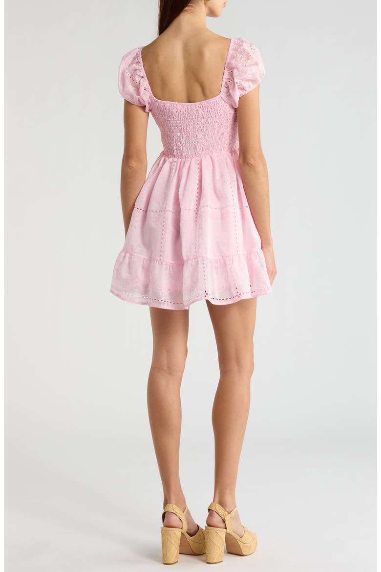 Embroidered Eyelet Ruffle Hem Minidress, Alternate, color, PINK