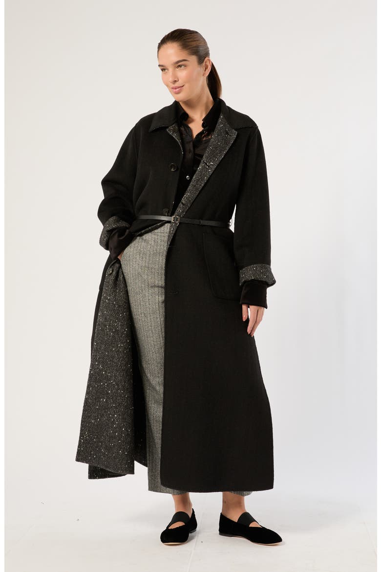 Long Coat, Alternate, color, BLACK WHITE