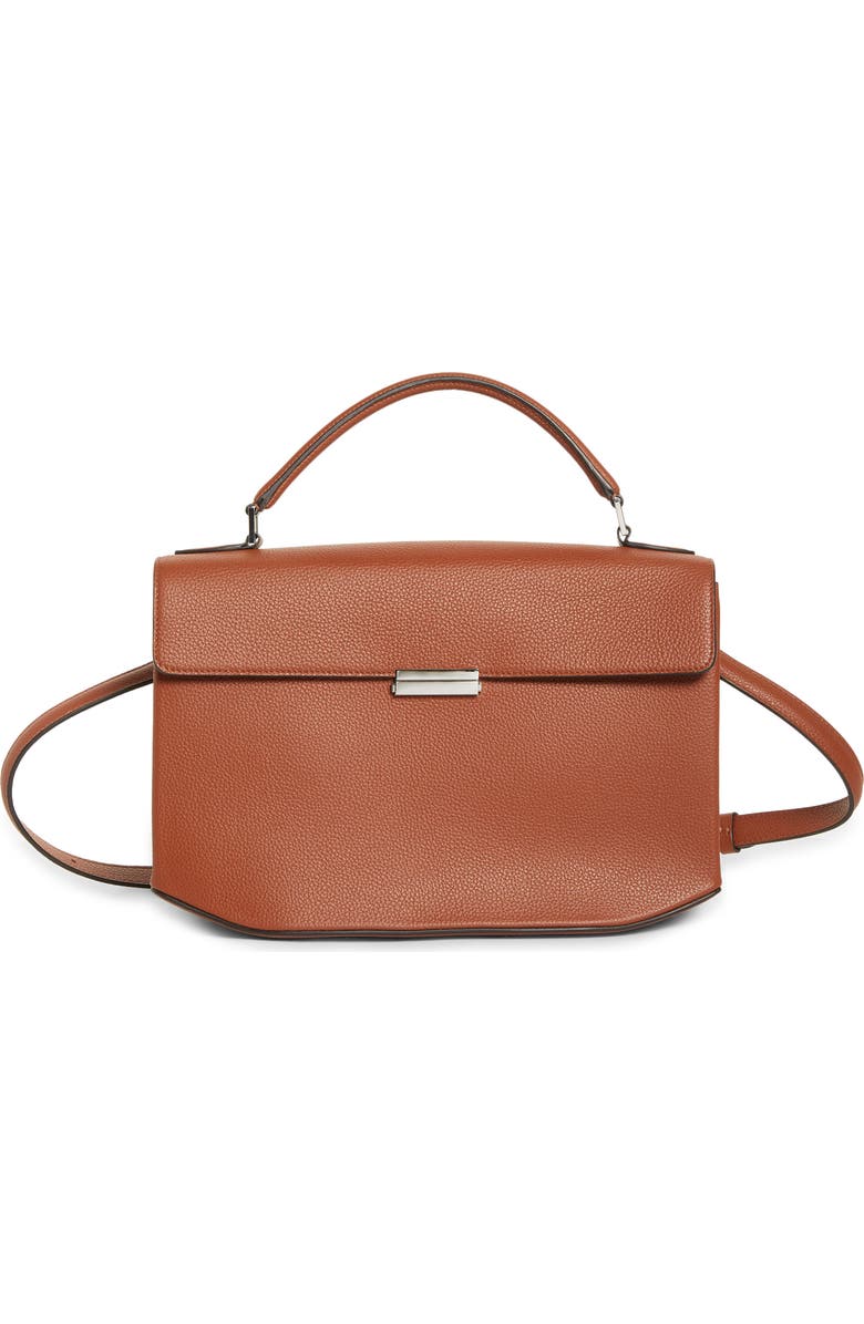 TOTEME T-Lock Grained Leather Top Handle Bag, Main, color, Sienna