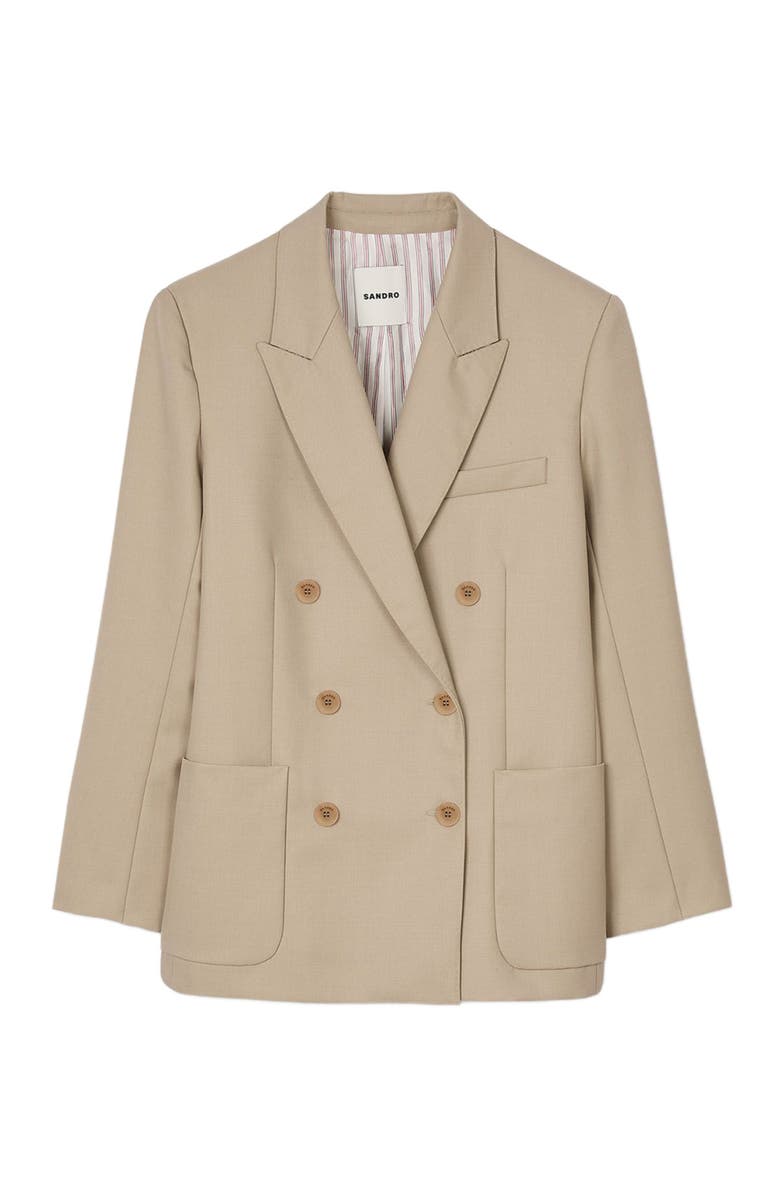 SANDRO Double-breasted suit jacket, Alternate, color,