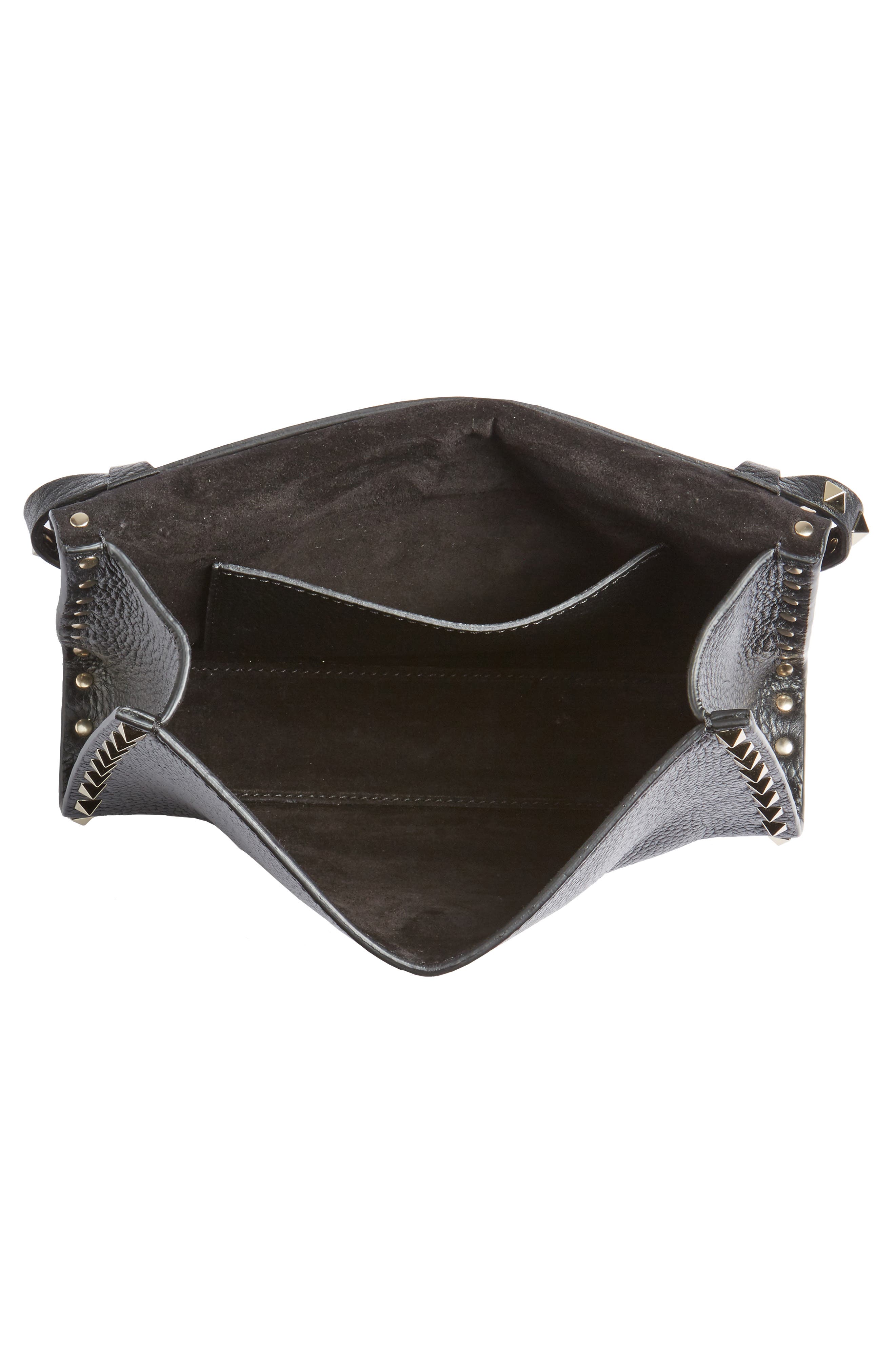 Medium Rockstud Leather Crossbody Bag, Alternate, color, BLACK