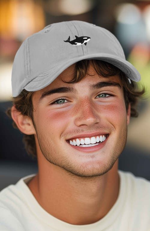 Dalix Killer Whale Embroidered Dad Hat In Gray