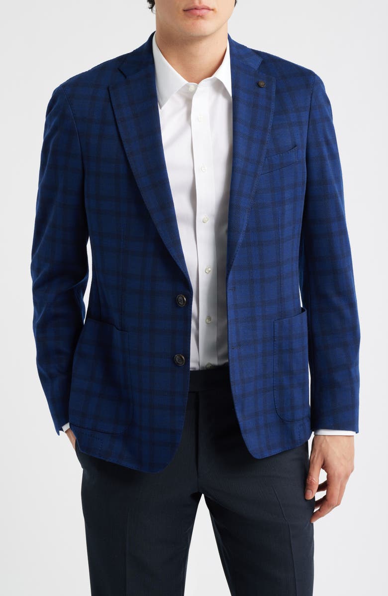 Peter Millar Barrett Windowpane Plaid Wool Sport Coat, Main, color, Navy