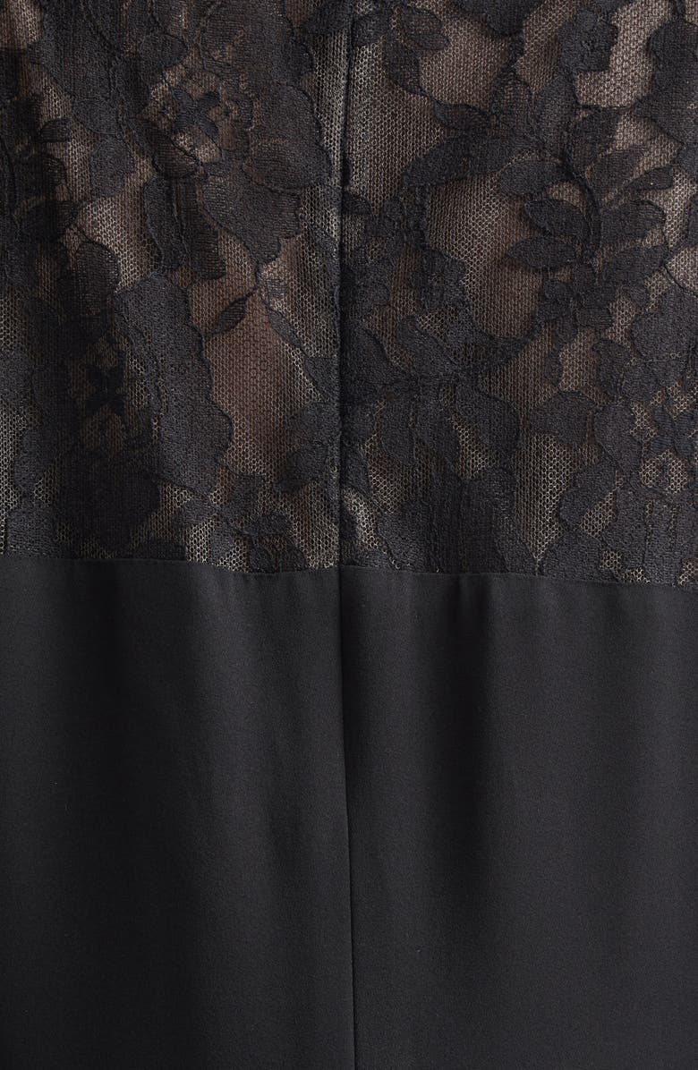 Valentino Lace Yoke Silk Georgette Gown, Alternate, color, Black