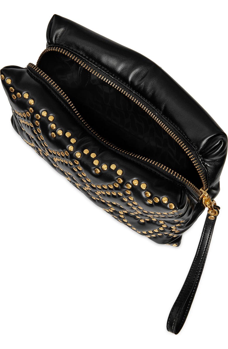 Rebecca Minkoff Heart Stud Pillow Quilted Faux Leather Clutch, Alternate, color, Black