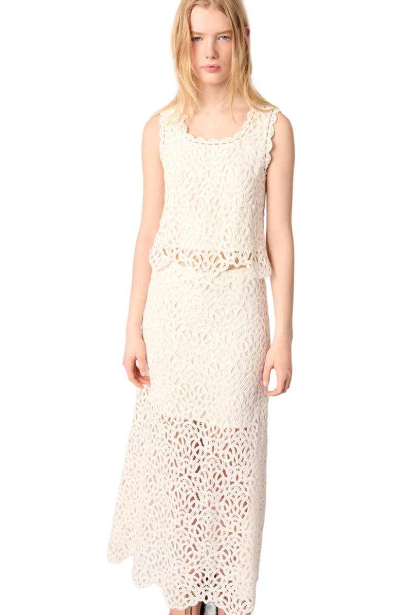 maje Long crochet skirt, Alternate, color, 