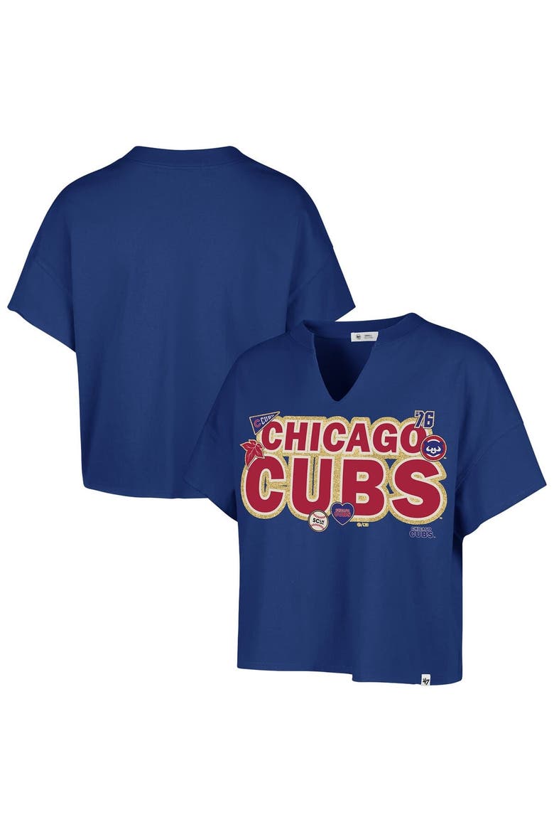 Women's '47 x Stoney Clover Lane Royal Chicago Cubs Oversized Notch Neck T-Shirt, Main, color, Royal