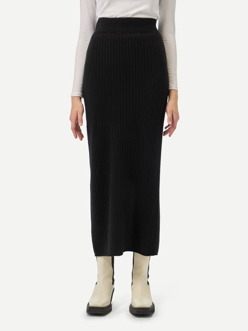 Gobi Mongolian Cashmere Cashmere Midi Skirt In Black