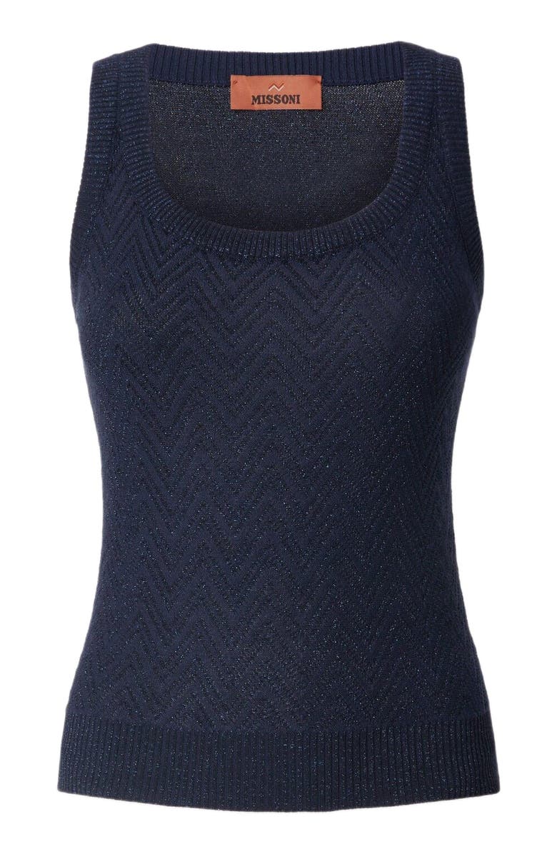 Missoni Cotton Blend Tank Top With Zigzag Pattern, Alternate, color, Blue