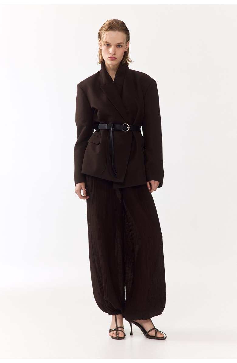 H&M Belted Blazer, Alternate, color, Dark Brown