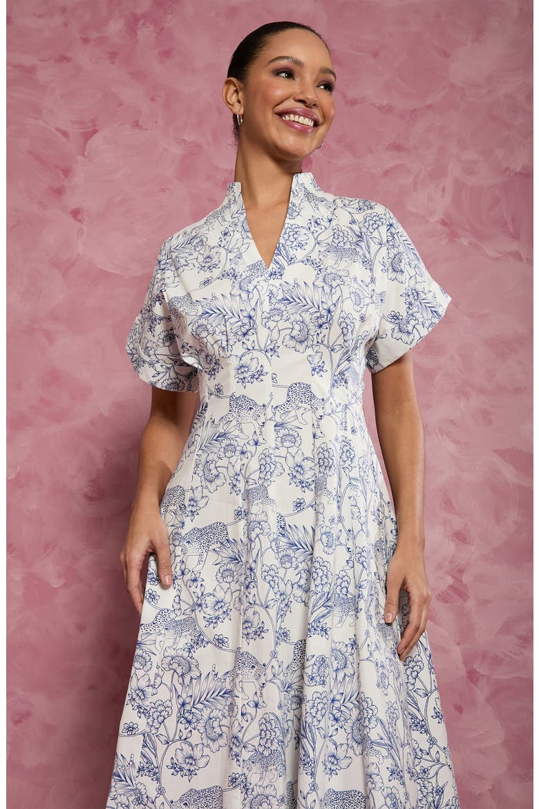 Safari Drop Shoulder Midi Dress, Alternate, color, SOFT WHITE/ DARK SEA