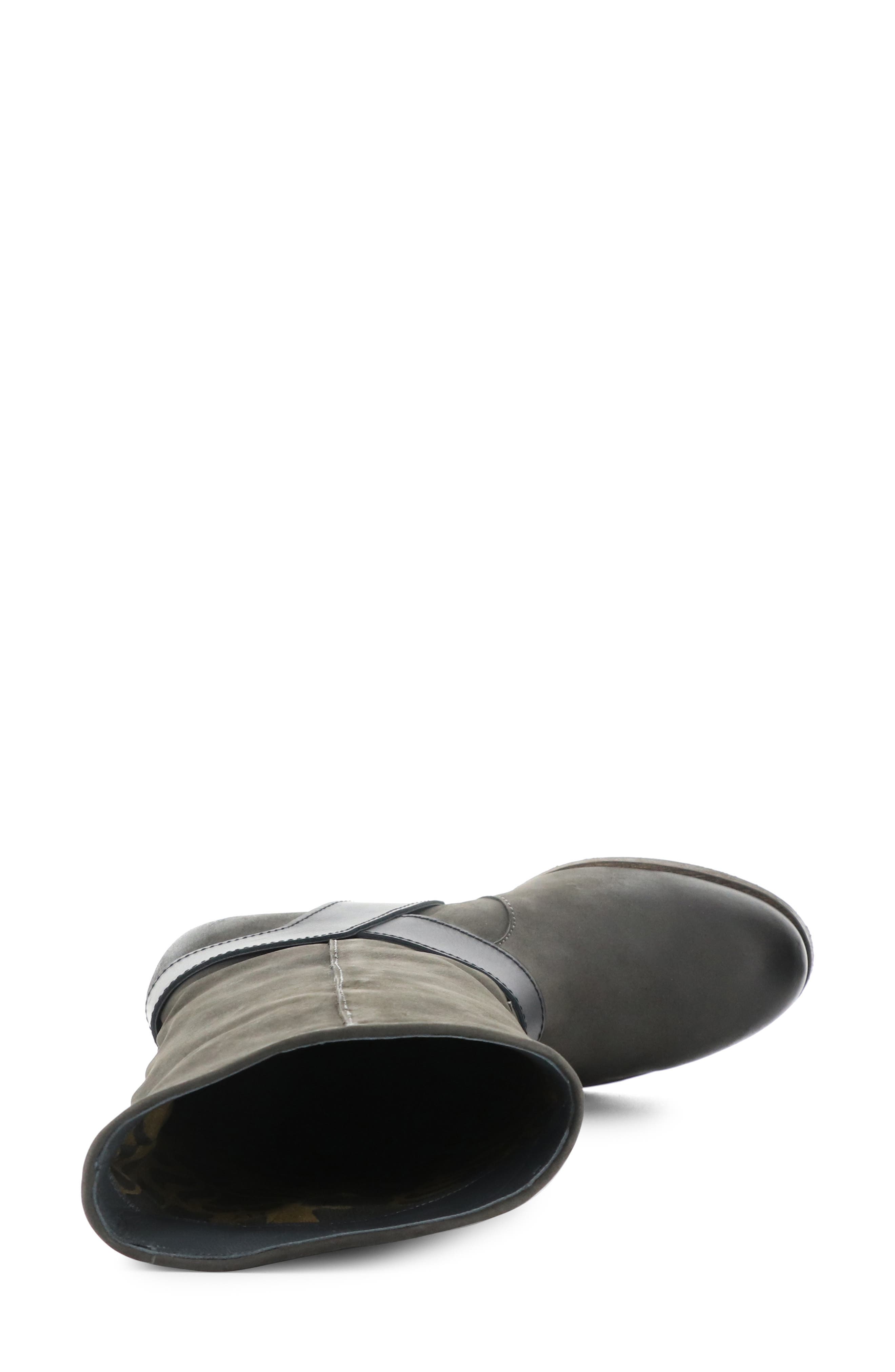 Fly London Harness Belt Block Heel Boot, Alternate, color, 002 Grey/ Black Oil Nobuck