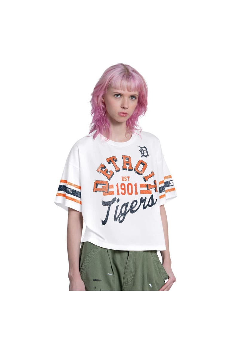 Women's Starter  White Detroit Tigers Cropped Hurry Up Offense T-Shirt, Main, color, White