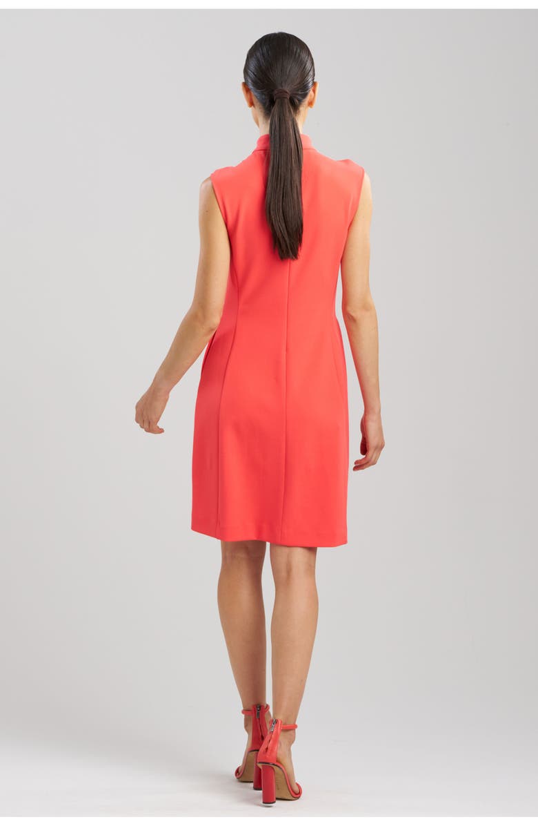 Natori SOLID KNIT CREPE Raised Collar Dress, Alternate, color, Cayenne