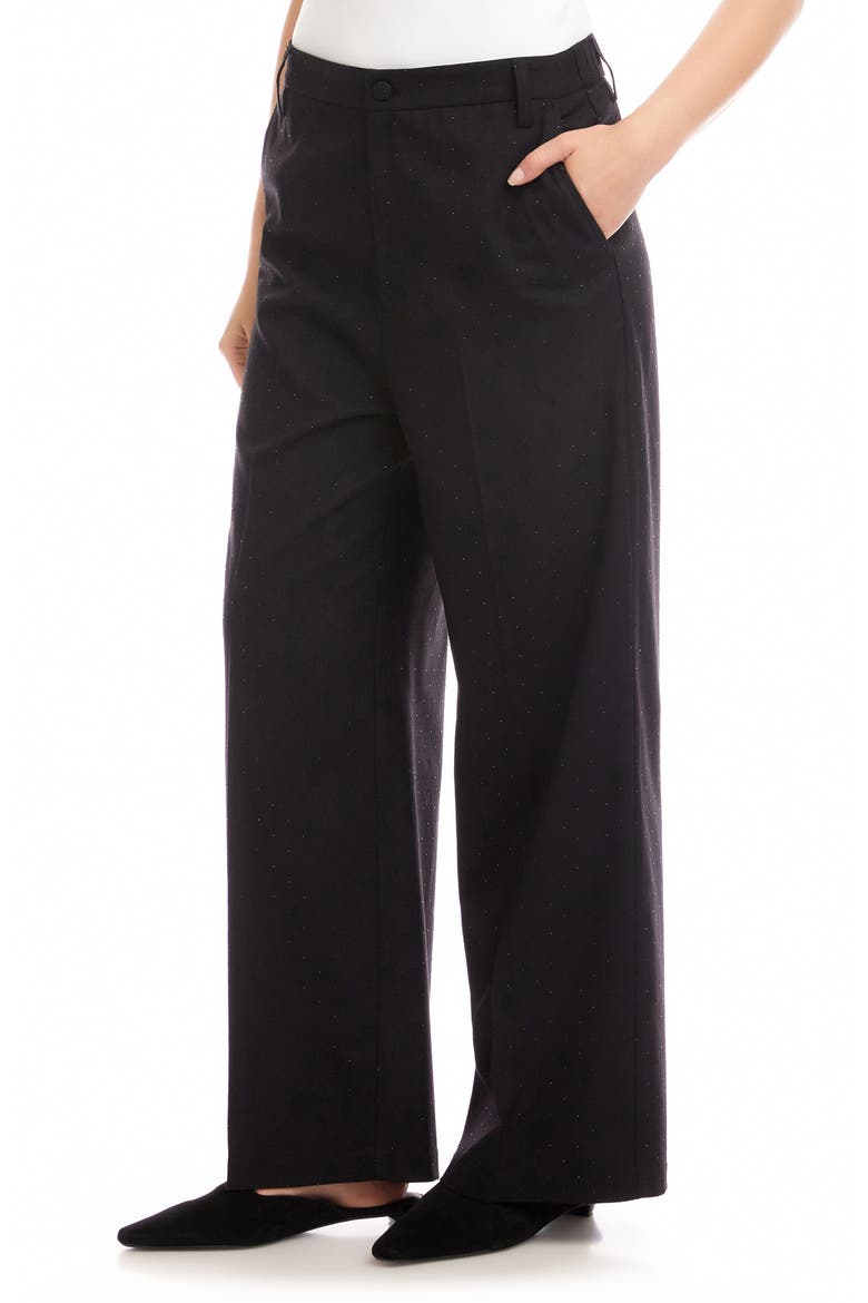 Embelished Wide Leg Pants, Alternate, color, BLACK