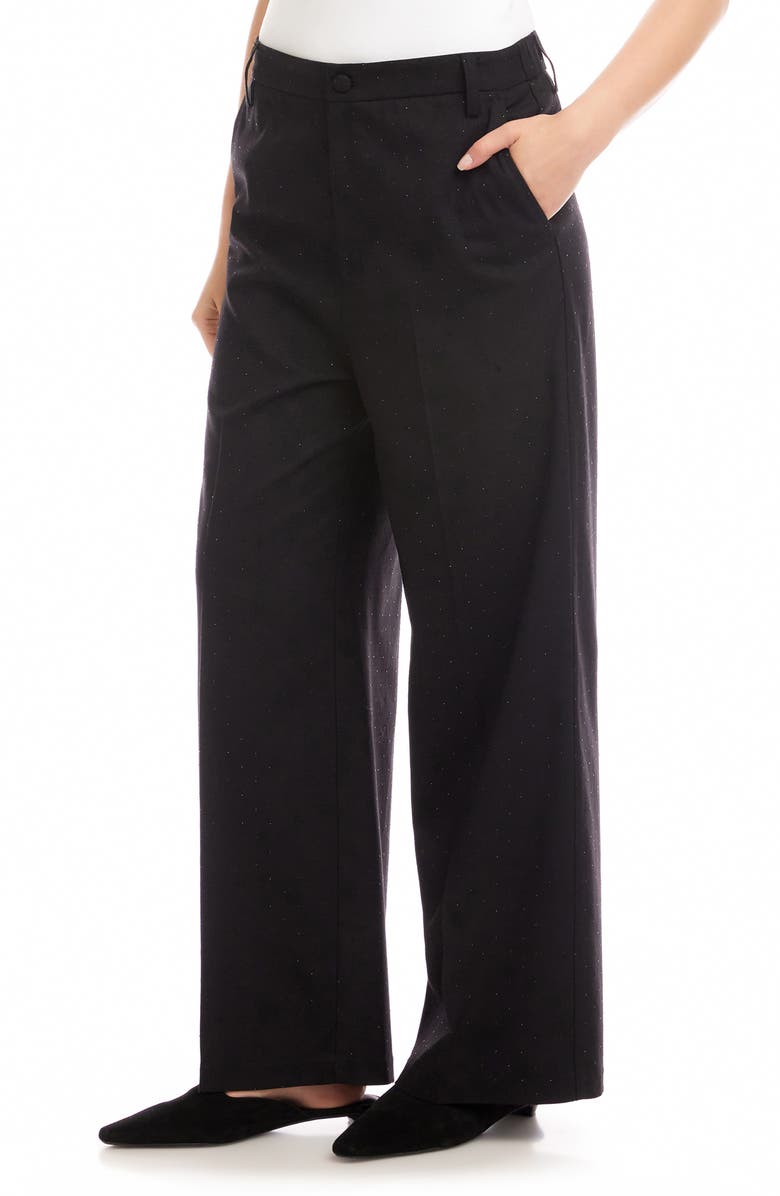 Karen Kane Embelished Wide Leg Pants, Alternate, color, Black
