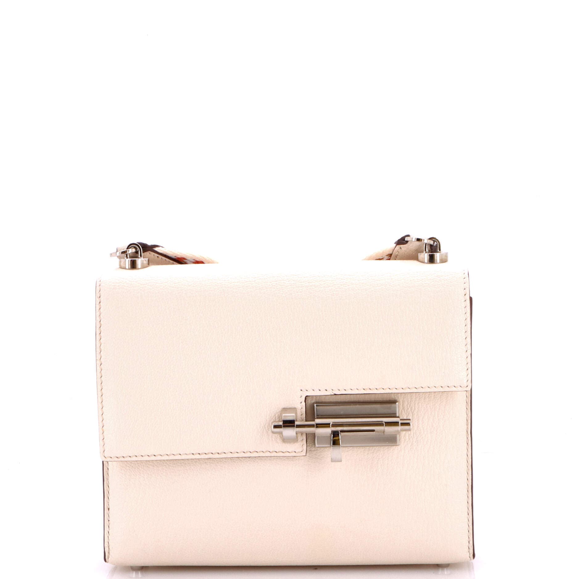 Pre-Owned Hermes Verrou Bag Chevre Mysore and Canvas Mini, Main, color, Nata