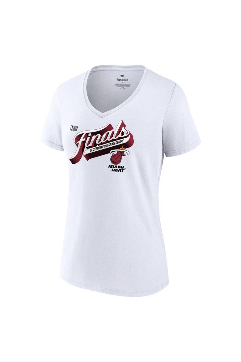 Women's Fanatics Branded  White Miami Heat 2023 Eastern Conference Champions Locker Room Authentic V-Neck T-Shirt, Alternate, color, White