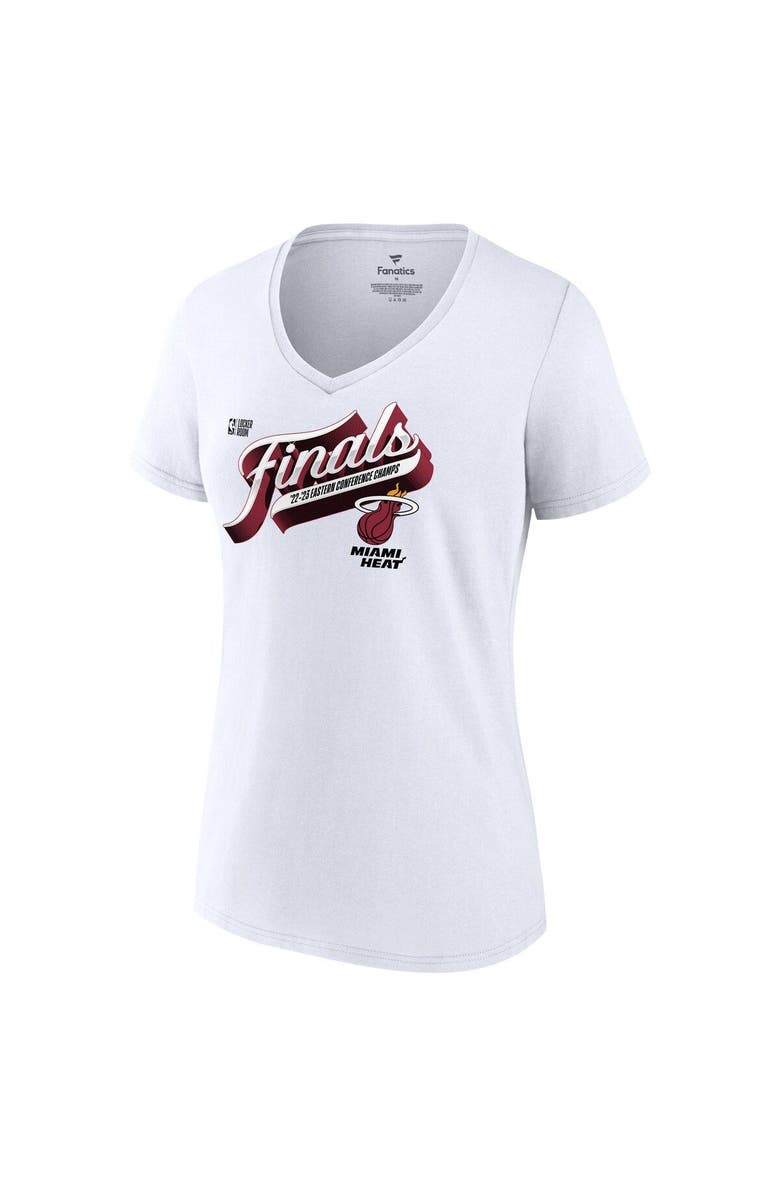 FANATICS Women's Fanatics Branded White Miami Heat 2023 Eastern Conference Champions Locker Room Authentic V-Neck T-Shirt, Alternate, color,