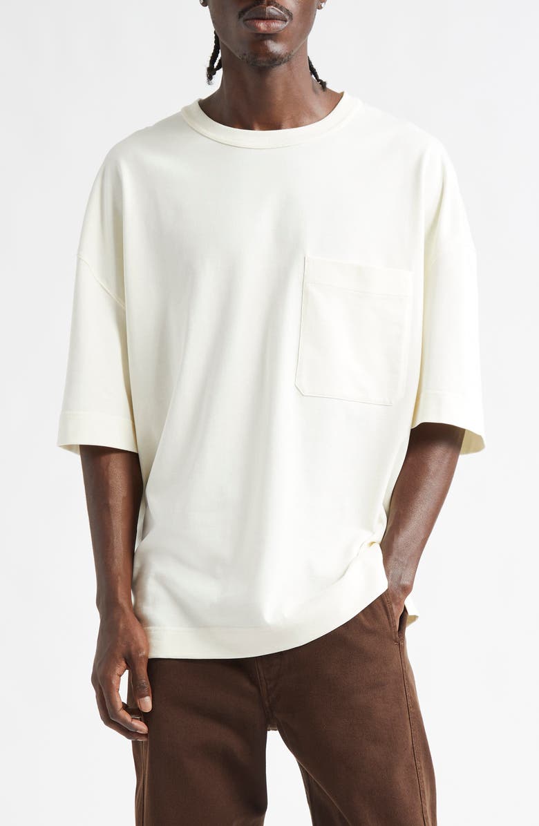 Lemaire Boxy Cotton Pocket T-Shirt, Main, color, White Meringa Wh022