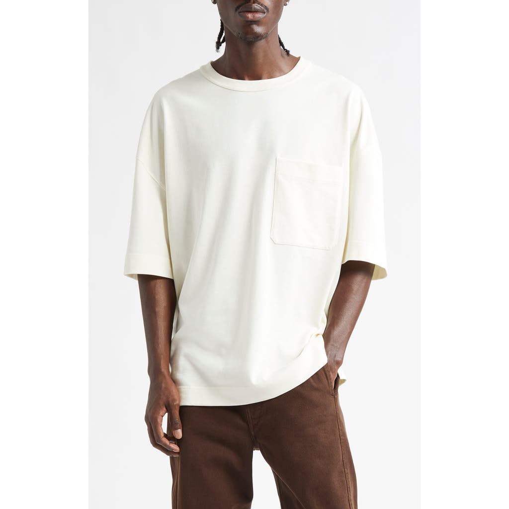 Lemaire Boxy Cotton Pocket T-Shirt in White Meringa Wh022  product