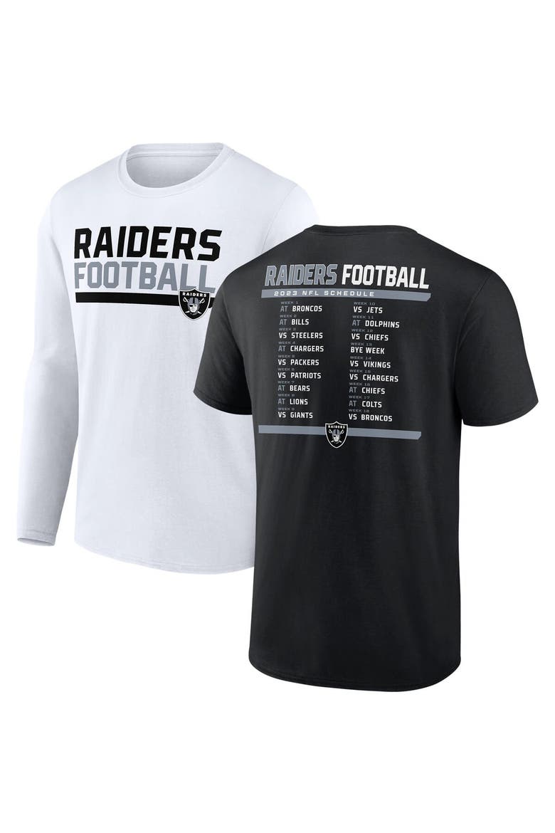 Men's Fanatics Branded Black/White Las Vegas Raiders Two-Pack 2023 Schedule T-Shirt Combo Set, Alternate, color, Black