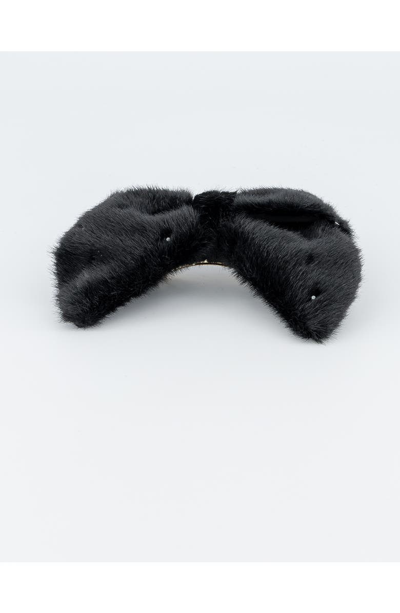 Alexandre de Paria Noctambule Bow Faux Fur Hair Clip, Alternate, color, Black
