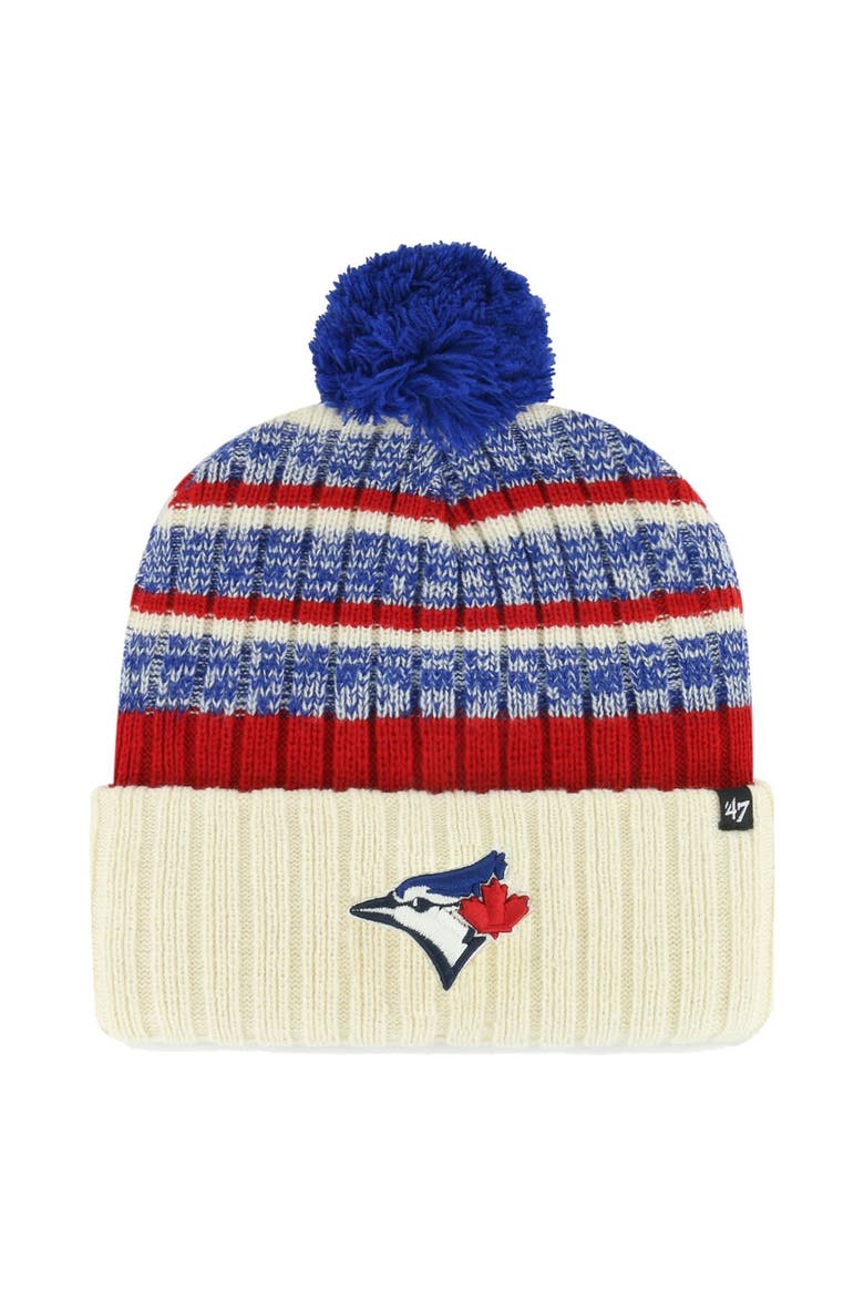 Men's '47 Natural Toronto Blue Jays Tavern Cuffed Knit Hat with Pom, Main, color, Natural