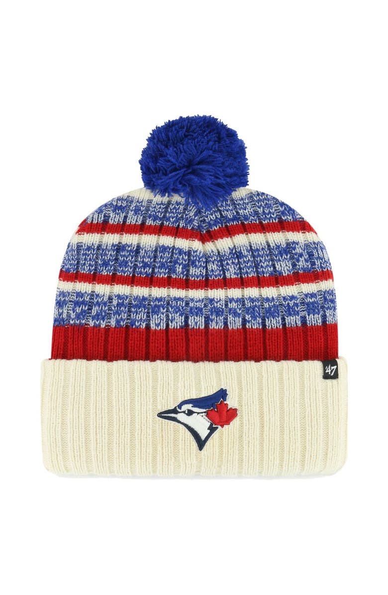 '47 Men's '47 Natural Toronto Blue Jays Tavern Cuffed Knit Hat with Pom, Main, color, 