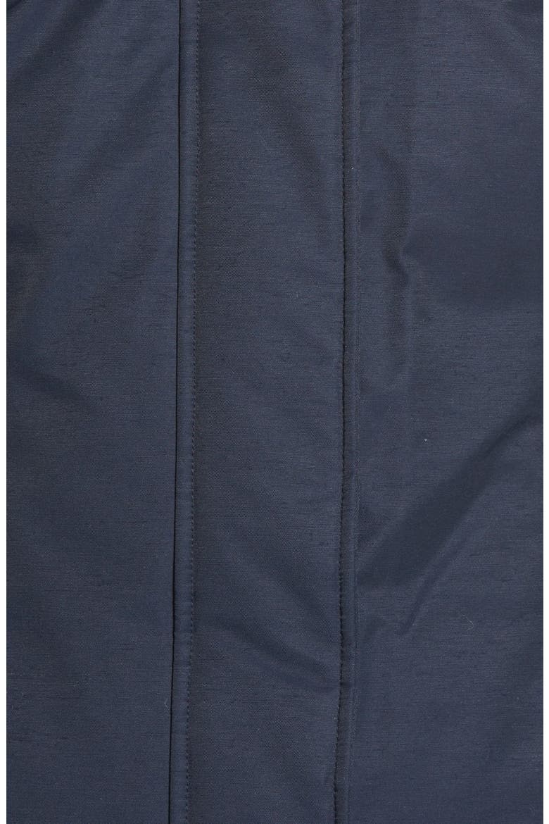 Hooded Long Down Coat with Genuine Coyote Fur & Genuine Shearling Trim, Alternate, color, NAVY
