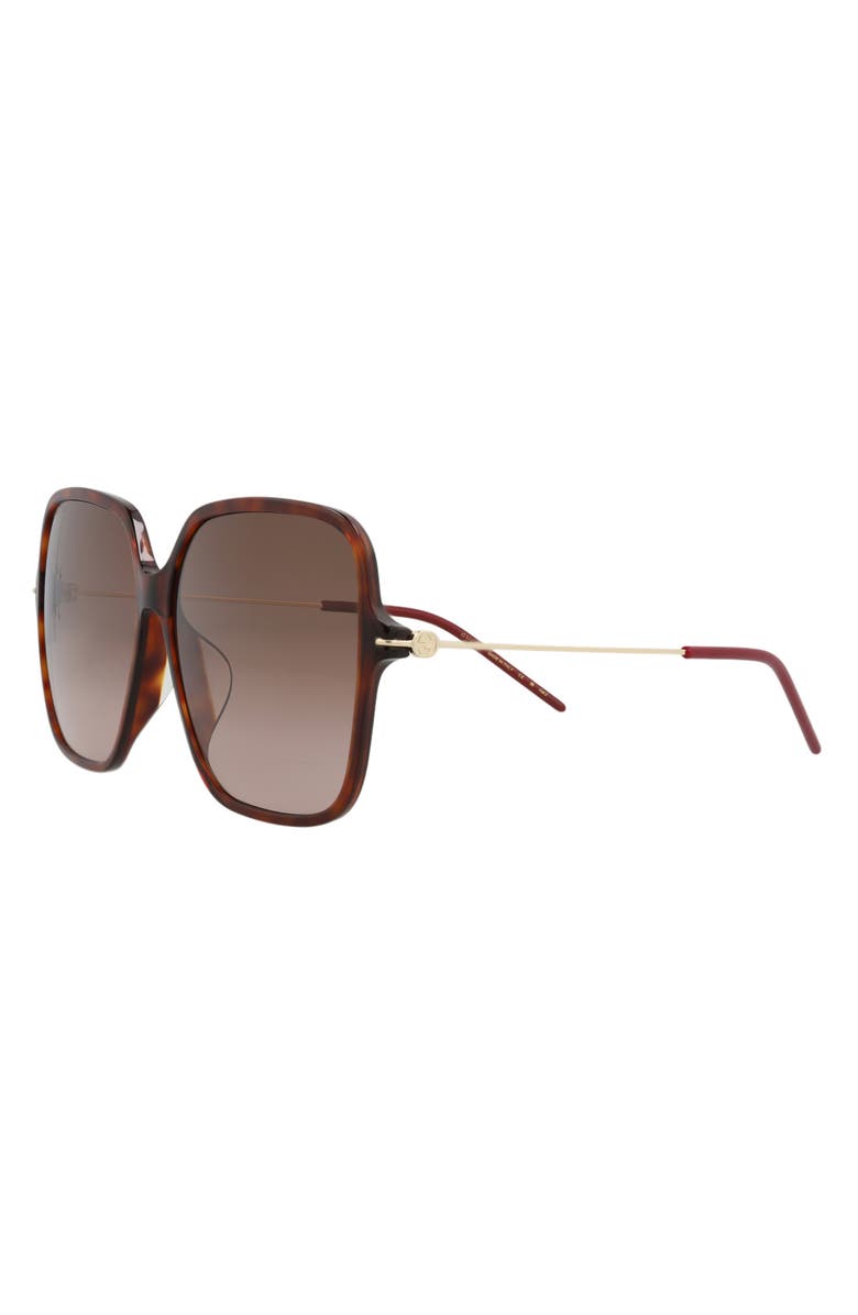Gucci 60mm Oversize Sunglasses, Alternate, color, Havana Gold Brown