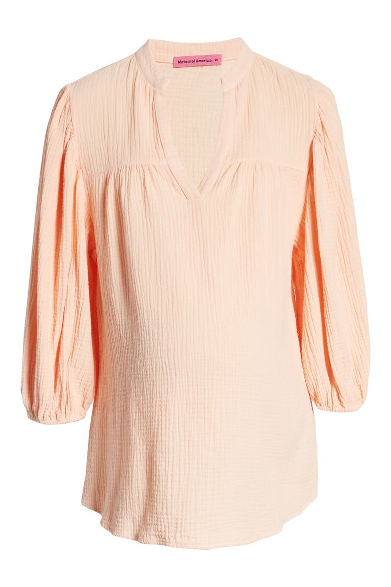 Puff Sleeve Maternity Blouse, Alternate, color, PEACH