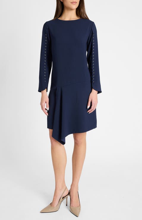 Essie Shift Dress with Grommet Detail in Soft Crepe
