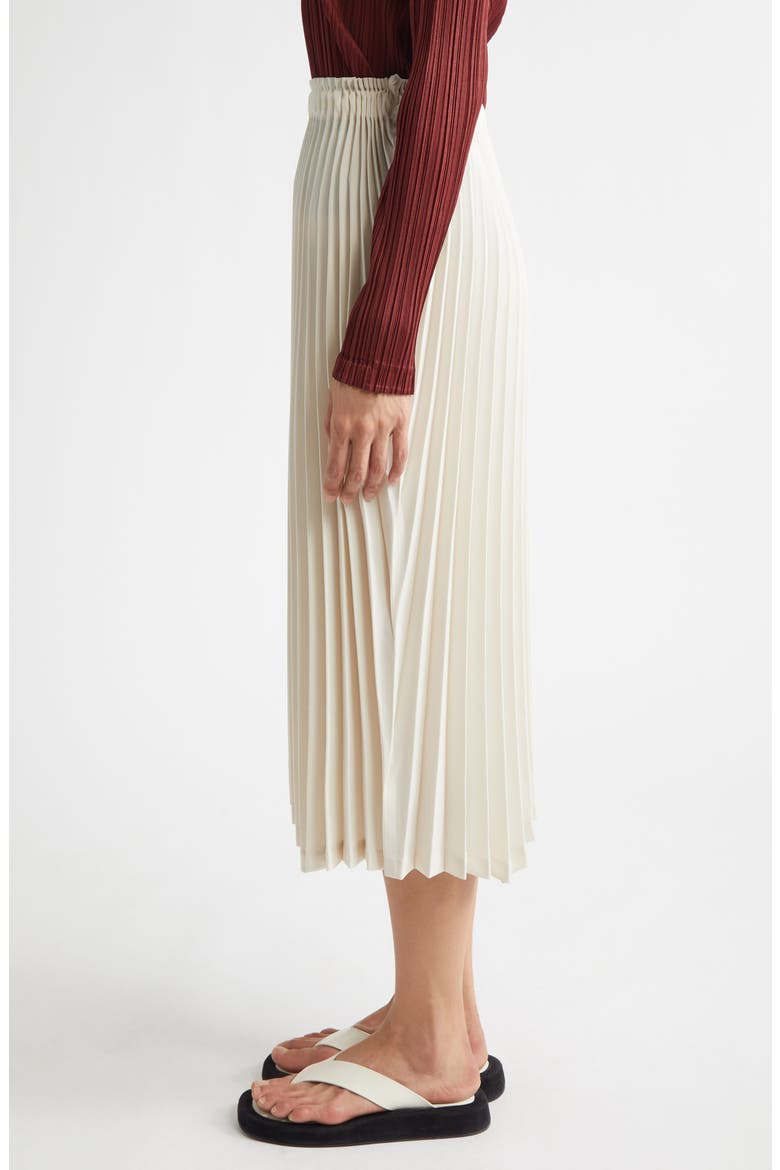 Circular Pleated Midi Skirt, Alternate, color, OFF WHITE