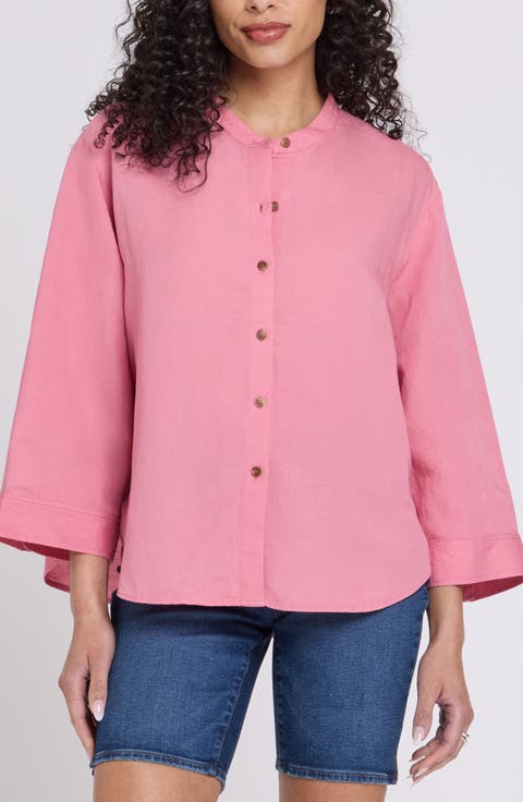 Maggie Oversize Linen Blend Button-Up Shirt