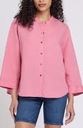 NYDJ Maggie Oversize Linen Blend Button-Up Shirt