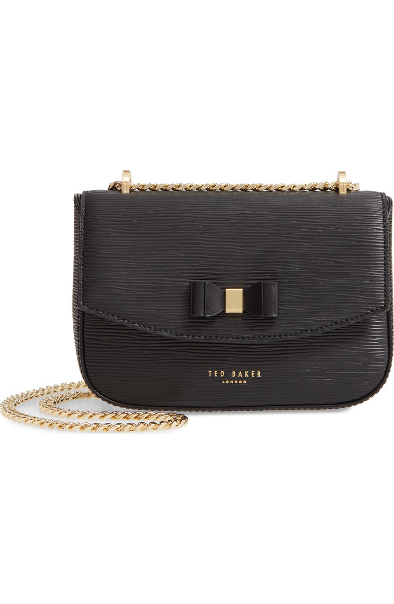 Ted Baker London Daissy Bow Mini Leather Crossbody Bag, Main, color,