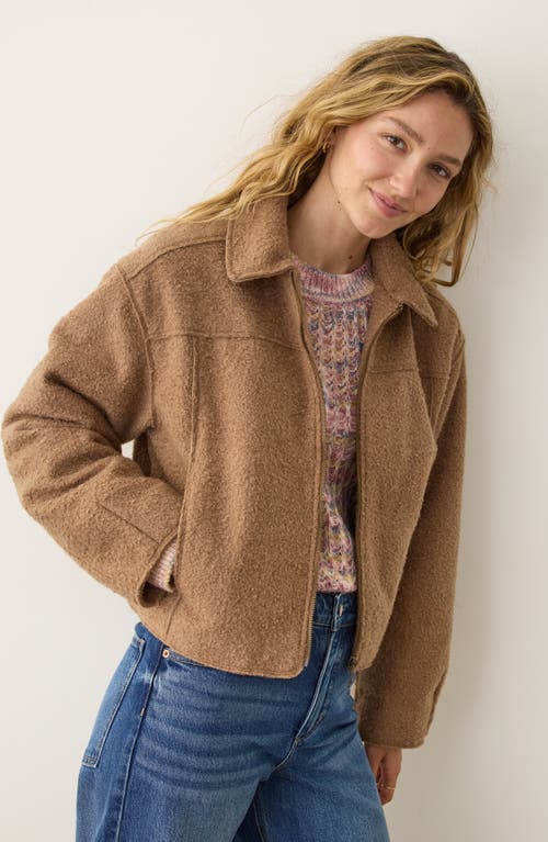 Marine Layer Bouclé Crop Jacket In Brown