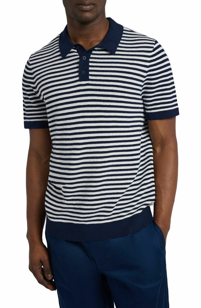 Onia Cotton Textured Knit Polo, Alternate, color, 