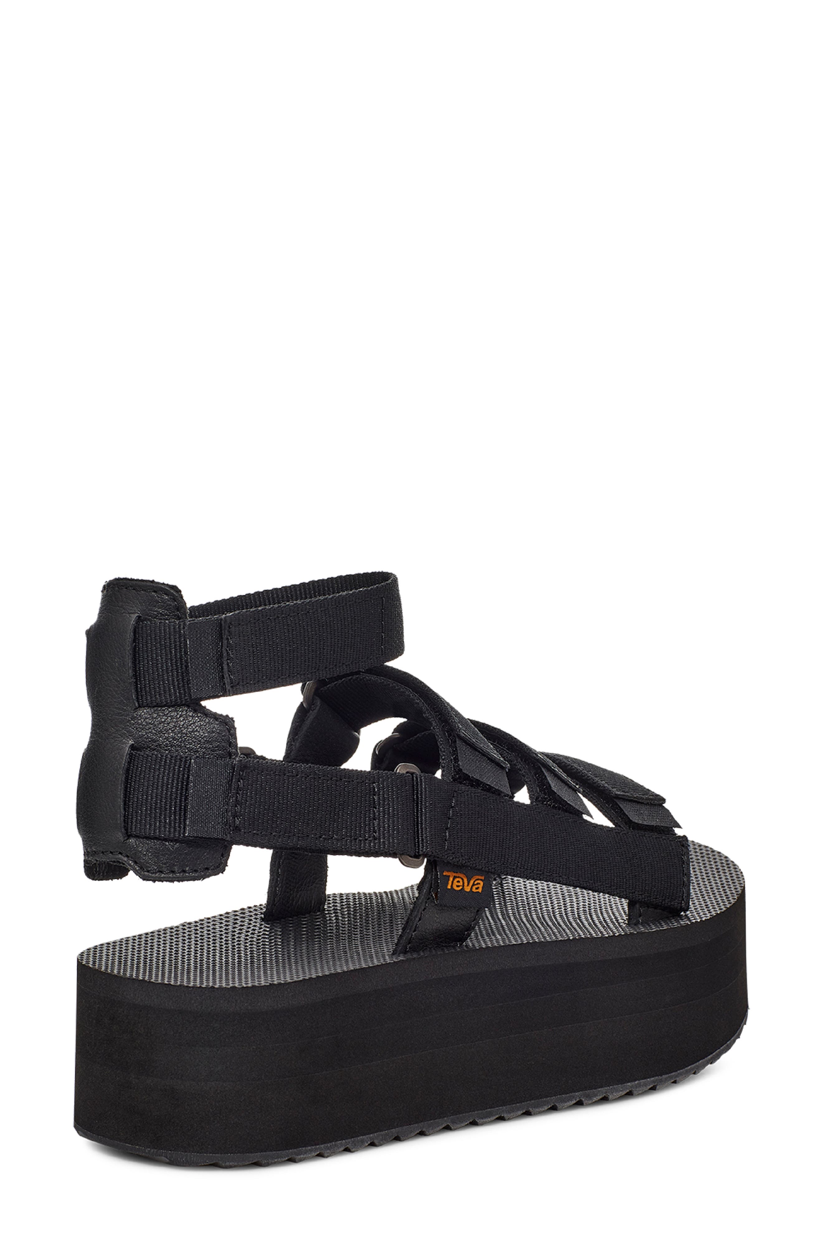 Teva Mevia Flatform Strappy Sandal, Alternate, color, Black