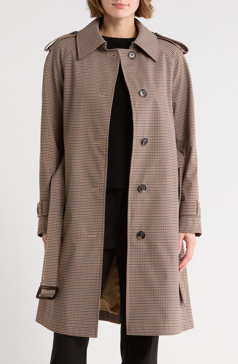BCBG Belted Trench Coat, Alternate, color, Brown Plaid