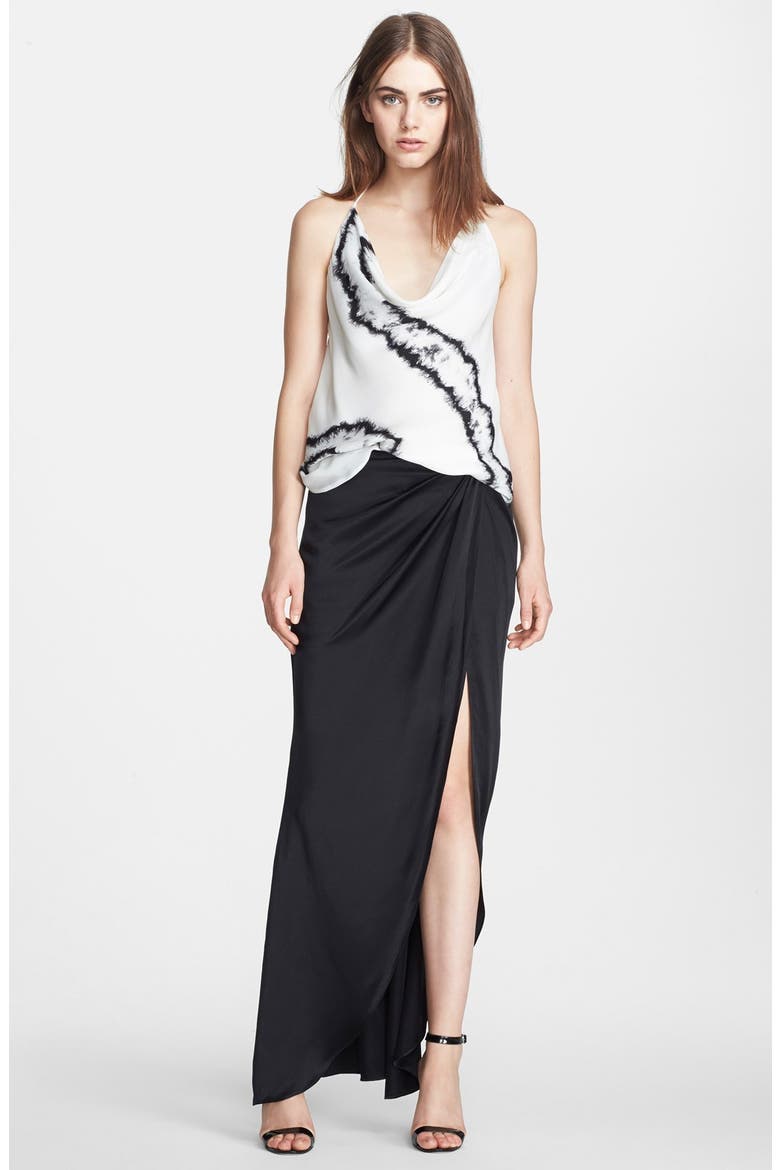 'New Scarface' Print Silk Halter Top, Alternate, color, SWAN/ BLACK