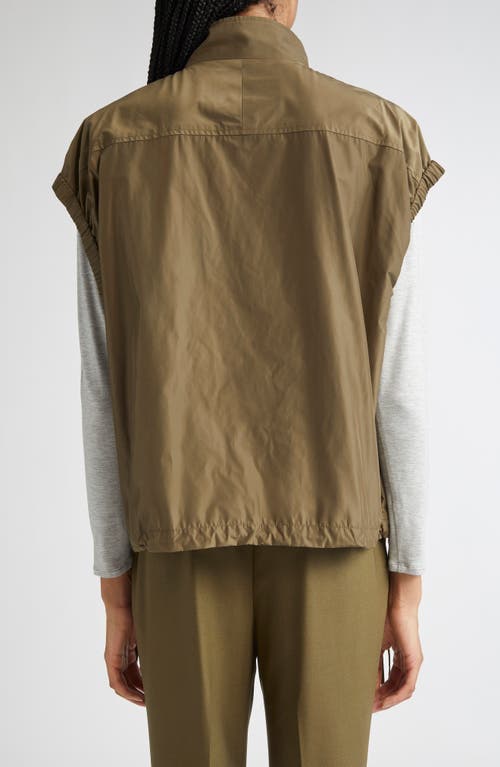 Lafayette 148 New York Ruched Pocket Zip Vest In Green