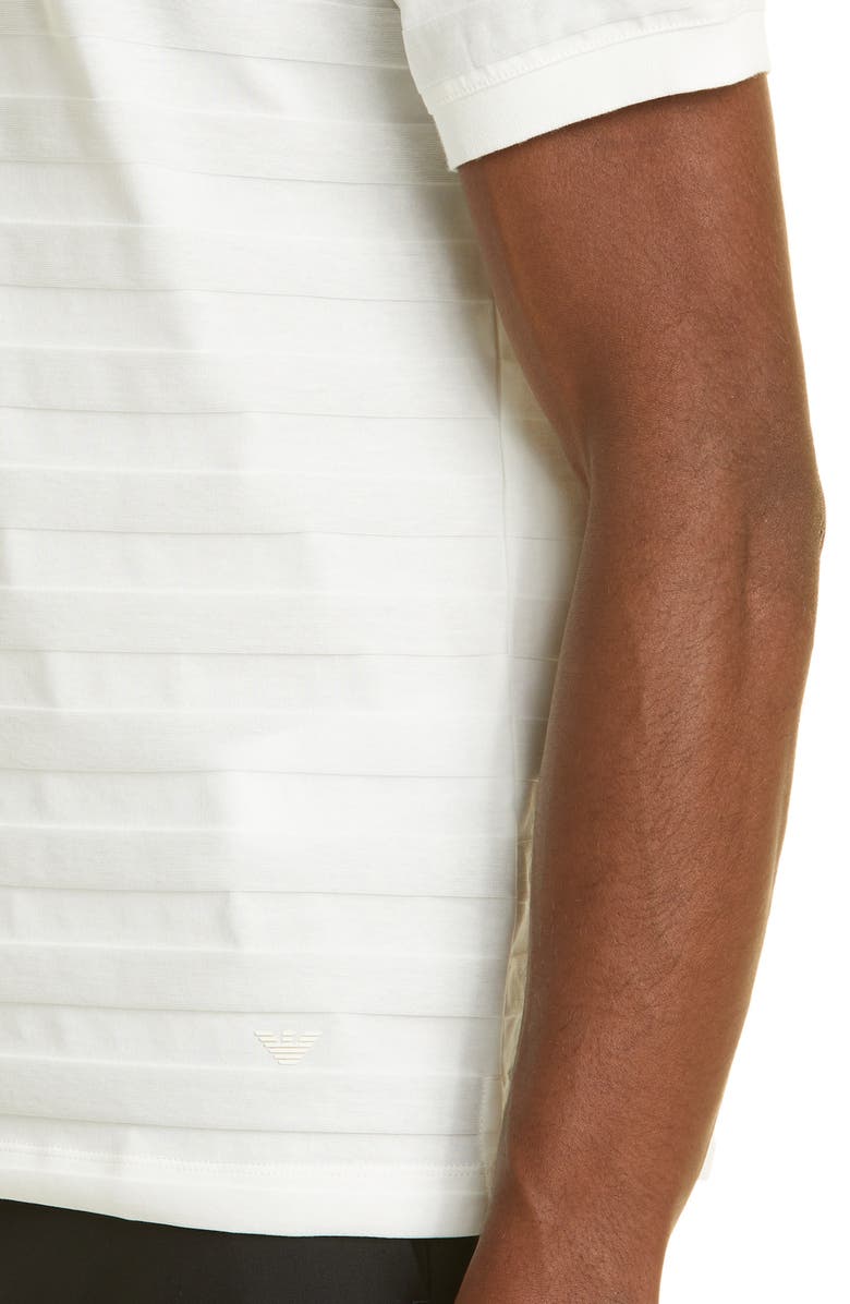 Emporio Armani Men's Textured Stripe Cotton Polo Shirt, Alternate, color, 