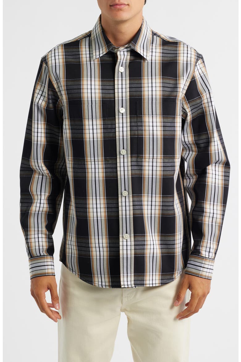 Owen Plaid Button-Up Shirt, Main, color, MEDIUM BEIGE