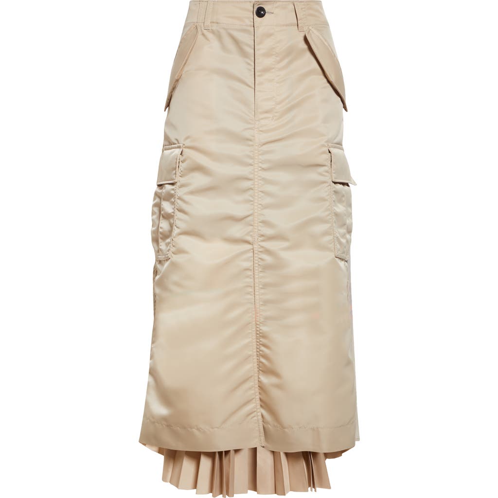 Sacai Beige Paneled Midi Skirt In Beige 651