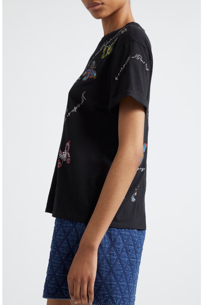 Butterfly Love Letter Embellished Cotton Graphic T-Shirt, Alternate, color, BLACK MULTI